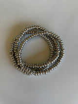 Rhodium Dipped & Rhinestone Set of 3 Stretch Beaded Bracelets