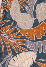 Slate & Rust Leaf Print Tank Midi Dress w/Smocked Waist, Back Tie & Pockets