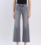 Gray Wash High Rise Slim Wide Crop Stretch Jeans by Vervet