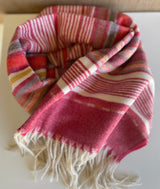 Boho Red Stripe & Chevron Soft Rectangle Scarf w/Fringe