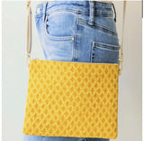 Mustard Diamond Pattern Crossbody Purse