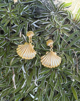 Gold Dipped Sea Shell Post & Dangle Earrings