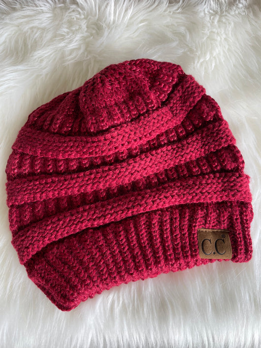 Red Sparkly CC Brand Knit Beanie