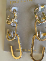 Gold & Rhinestone Set of 3 Small Moon Huggie and Medium & Large Huggie Hoops Earrings