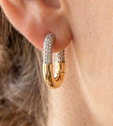 Rhinestone & Gold Dipped Huggie Hoop Earrings
