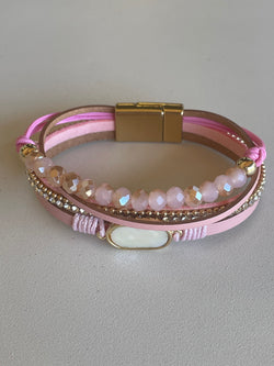 Pink & Gold Magnetic Closure Cuff Bracelet
