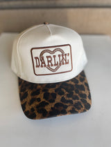 Darlin’ Heart Cream & Leopard Trucker Hat w/Snap Adjustable Fit