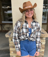 American Cowboy Brown, Blue & Cream Flannel Top