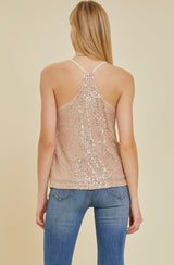 Stunning Gold Sequins Racerback Tank Top