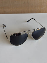 Silver Polarized Aviator Sunglasses