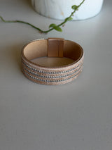 Gold & Rhinestone Magnetic Closure Bracelet