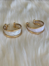Gold & Pearly Acetate Large Hoop Earrings