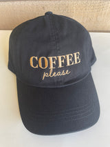 Coffee Please Black Adjustable Hat