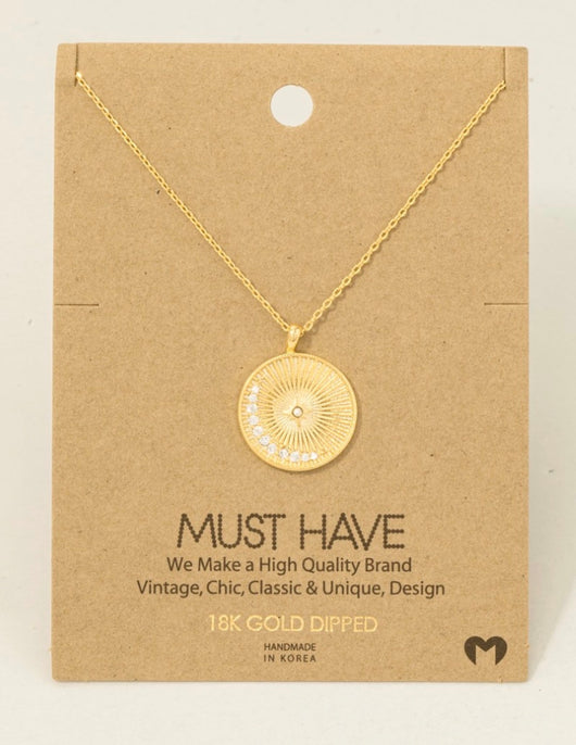 18K Gold Dipped Round Shining Star Necklace