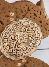 Brown Eyelet Design Belt w/Gold Buckle