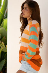 Autumn Color Block Stripe Sweater