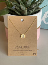 Gold Coin w/Rhinestone Initial “S” 18K Gold Dipped Necklace