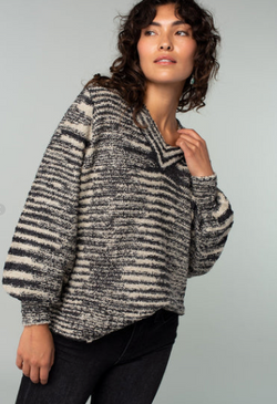 Zebra Space Dye V-Neck Sweater by Lovestitch