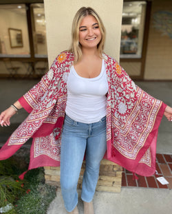 Morocco Style Red & Cream OS Kimono