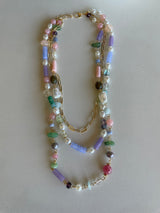 Spring Fling Bead & Gold Chain Layered Necklace
