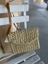 Gold Natural Straw Woven Envelope Clutch/Purse