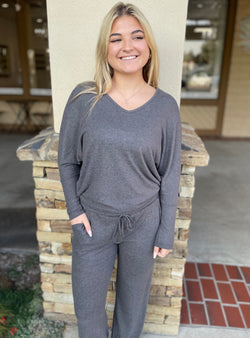 Smokey Soft Long Sleeve V-Neck Loungewear Sweater Top