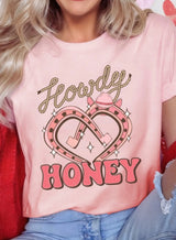 Howdy Honey Pink Horseshoe Heart Graphic Tee