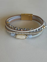 Gray & Gold Magnetic Closure Cuff Bracelet