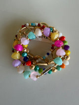 Pebble Beach Multi Color & Gold Stretch Set of 5 Beaded Bracelets