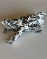 Black & White Paisley Print Bow Hair Clip