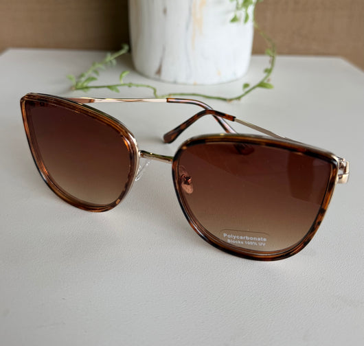 On The Fly Tortoise & Silver Frame Sunglasses - 100% UV Protection