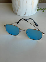 Cool Breeze Silver & Black Lightweight Frame Sunglasses with Blue Lenses