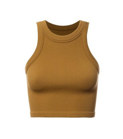 Ribbed Seamless Buttery Soft Copper OS Crop Tank