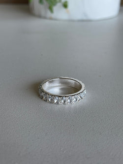 Classy Silver Rhinestone Eternity Band Ring - Size 8