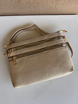 Wunderland Gold Crossbody Purse w/Zipper Pockets