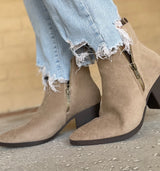 Chic Taupe Booties w/Smooth Texture & Zipper Side Detail