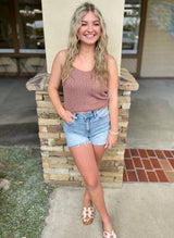Coral Knit Ribbed Sweater Tank