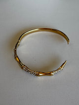 Gold & Rhinestone Bamboo Bangle Hinge Bracelet