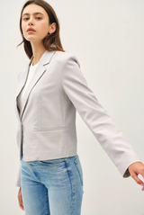 Pewter Single Button Crop Classic Blazer