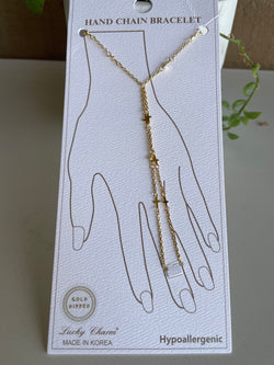 Gold Dipped Chain & Cross Hand Chain Bracelet