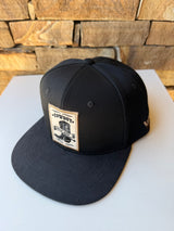 Wild West Cowboy Black Western Flat Bill Cap w/Adjustable Snap