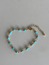 Milaa Turquoise Bead & Gold Adjustable Bracelet