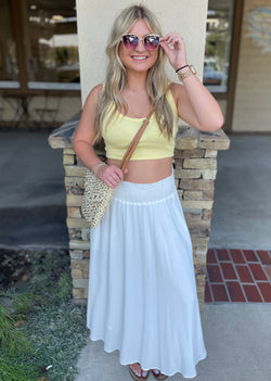 Yellow Ribbed Knit Crop Tank by Angie