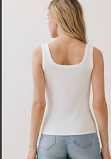 White Buttery Soft Ribbed Square Neck Tank Top