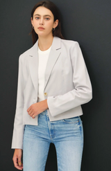 Pewter Single Button Crop Classic Blazer
