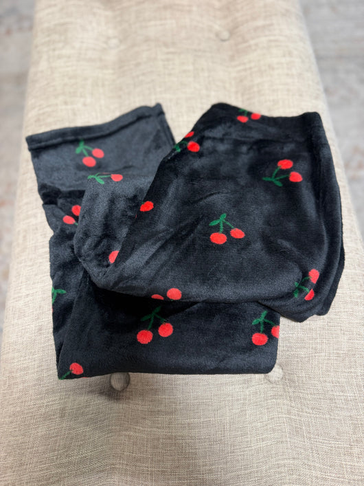 Black Cherry Soft & Cozy OS Loungewear Pants w/Elastic Waistband