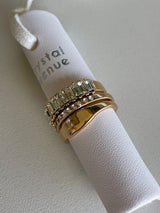 Crystal Avenue Set of 3 Gold Band & Rhinestone Rings