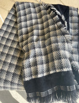 Black & White Checkered and Fringe Scarf