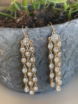 Gold & Crystal Stones Chandelier Fishhook Earrings