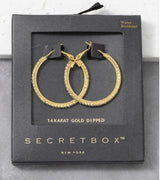 SecretBox 14K Gold Dipped Pave Hoop Earrings